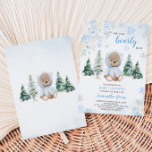 Blauwe Winterbeer Baby Shower Kaart