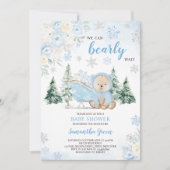 Blauwe Winterbeer Baby Shower Kaart (Voorkant)
