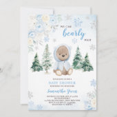Blauwe Winterbeer Baby Shower Kaart (Voorkant)