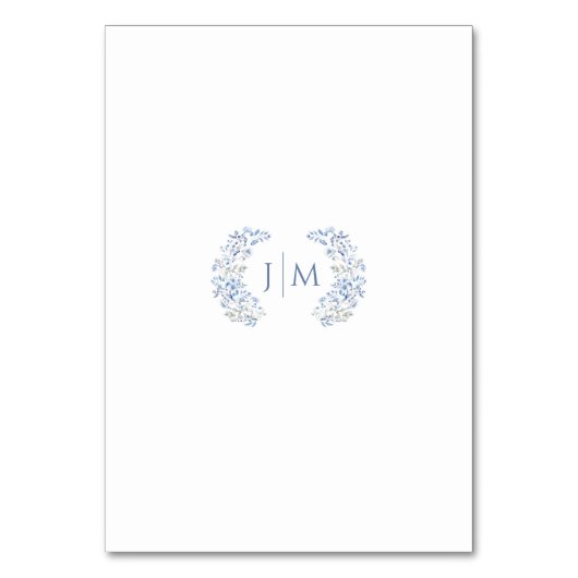 Blauwe winterbessen Bloemen Trouwtafel Nummers Kaart (Achterkant)