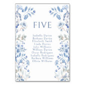 Blauwe winterbessen Bloemen Trouwtafel Nummers Kaart (Voorkant)
