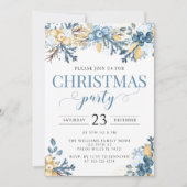 Blauwe winterbessen Kerstfeest uitnodiging (Voorkant)