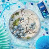 Blauwe winterbessen papieren bordje (Feest)