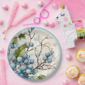 Blauwe winterbessen papieren bordje (Feest)