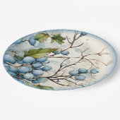 Blauwe winterbessen papieren bordje (Gekanteld)