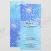 Blauwe Winterbladeren & Sneeuwvlokken Trouwmenu Menu (Voorkant / Achterkant)