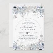 Blauwe winterbloem Waterverf boog Vrijgezellenfees Kaart (Voorkant)