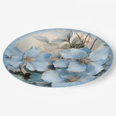 Blauwe winterbloemen papieren bordje (Gekanteld)