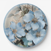 Blauwe winterbloemen papieren bordje (Voorkant)