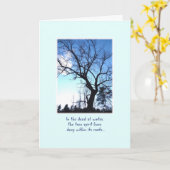 Blauwe winterboom op Bleke blauwe aanmoediging Kaart (Gele Bloem)