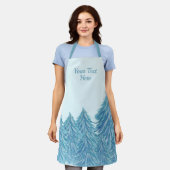 Blauwe winterbosboom Waterverf Kerstmis Schort (Gedragen)