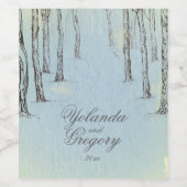 Blauwe winterBossen Wijn Etiket (Enkel label)