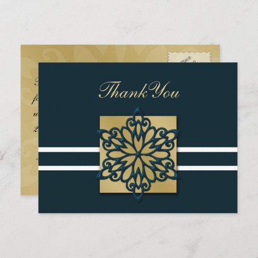 blauwe winterbruiloft Dank je Briefkaart (Voorkant / Achterkant)