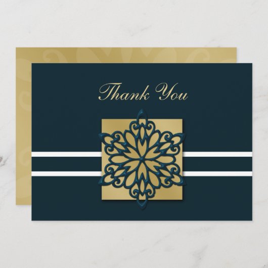 blauwe winterbruiloft Dank je Kaart (Voorkant / Achterkant)