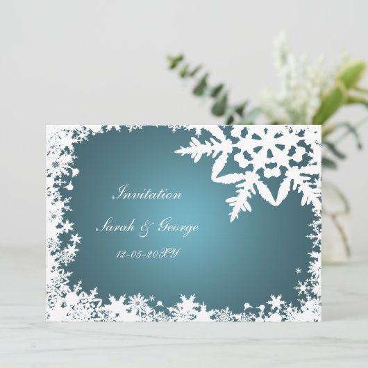 blauwe winterbruiloft Uitnodigingskaarten Kaart (Staand voorkant)