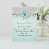 Blauwe Winterdag Damask Bewaar de datum Save The Date (Staand voorkant)