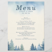 Blauwe winterdennen bruiloft menu (Voorkant)