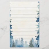 Blauwe winterdennenbomen bekleed briefpapier (Voorkant)