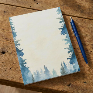 Blauwe winterdennenbomen gewoon notitieblok
