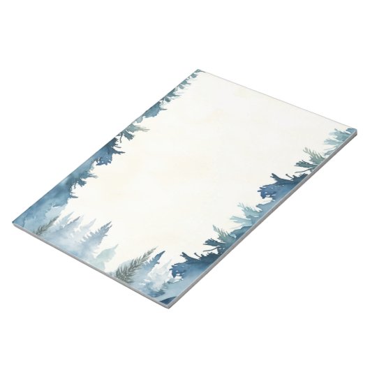 Blauwe winterdennenbomen gewoon notitieblok (Schuin)