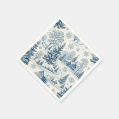 Blauwe Winterdorp Kerst toile servetten (Hoek)