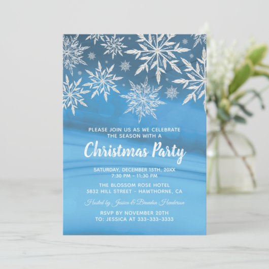 Blauwe winterfeestdag in Snowflake Kaart (Staand voorkant)