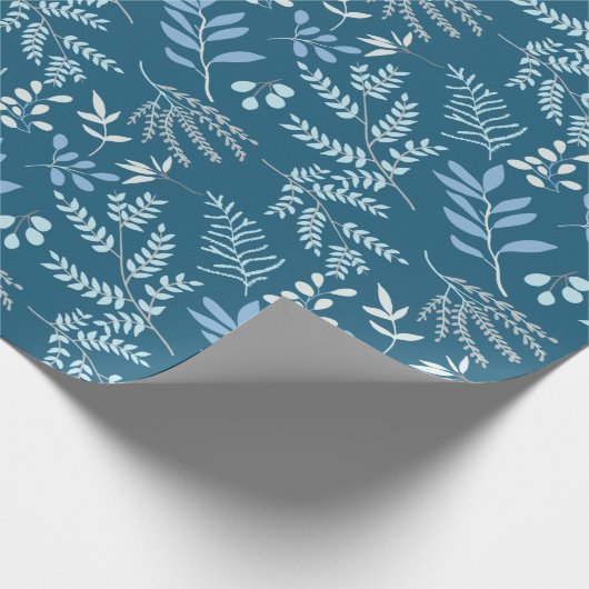 blauwe winterfeestdag kerstmis cadeaupapier (Hoek)