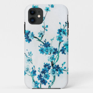 Blauwe winterFloral Waterverf   Aangepast Case-Mate iPhone Case