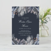 Blauwe Wintergroen Winter Open Huis Kaart (Staand voorkant)