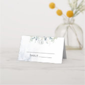 Blauwe winterkaarten voor eucalyptus bruiloft plaatskaartje (Voorkant)