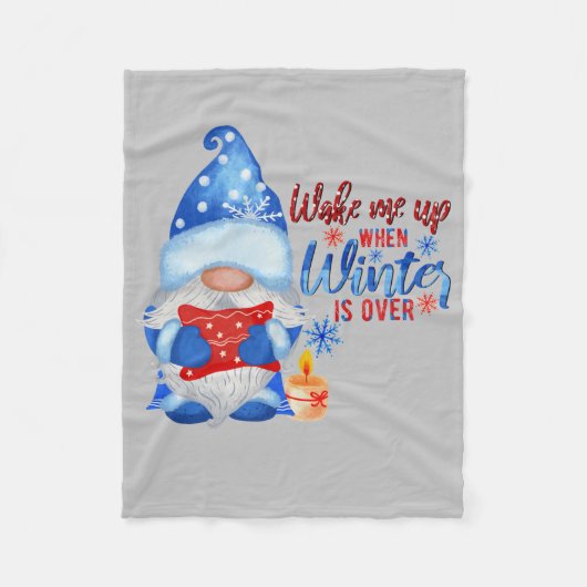 Blauwe Winterkabouter Met Kussen Kaars Fleece Deken (Voorkant)