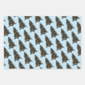 Blauwe winterkerstboompincet inpakpapier vel (Voorkant 3)