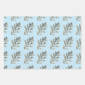 Blauwe winterkerstboompincet inpakpapier vel (Voorkant 2)