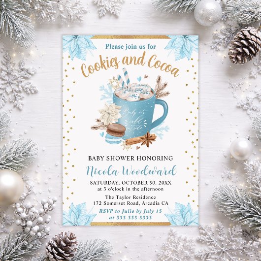 Blauwe Winterkoekjes & Cacaobabyshower Kaart