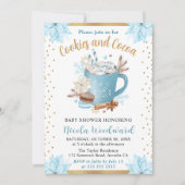 Blauwe Winterkoekjes & Cacaobabyshower Kaart (Voorkant)