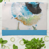 Blauwe Winterkoning Waterverf Groenblauw Australis Theedoek (Gevouwen)