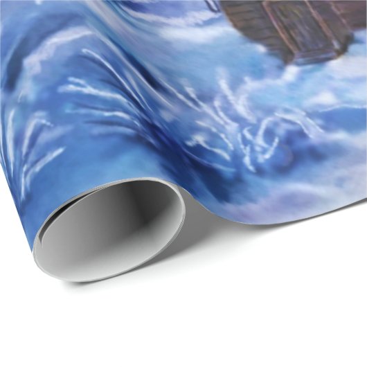 Blauwe winterlandschapskool cadeaupapier (Rol Hoek)