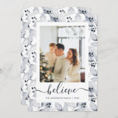 Blauwe Winterloof Foto Geloof Kerstkaart (Voorkant / Achterkant)