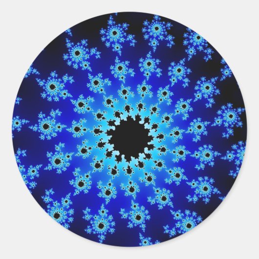 Blauwe winteroog ronde sticker (Voorkant)