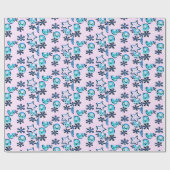 Blauwe winterOrnamenten Cadeaupapier (Vlak)