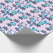 Blauwe winterOrnamenten Cadeaupapier (Hoek)