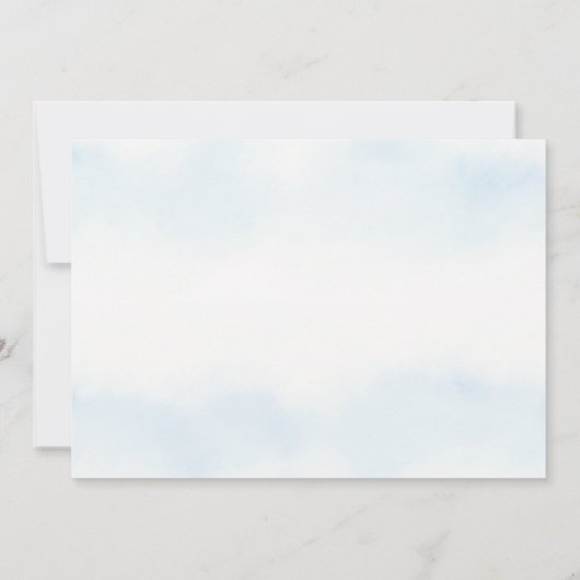  blauwe winterpijnbomen trouwuitnodiging kaart (Achterkant)