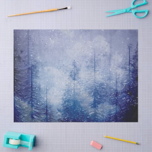 Blauwe winterpine ontkoppeling bos tissuepapier (Craft)