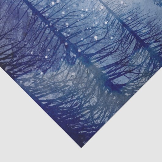 Blauwe winterpine ontkoppeling bos tissuepapier (Detail)