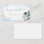 Blauwe Winterpinguïn Baby shower Luier Raffle Informatiekaartje (Voorkant / Achterkant)