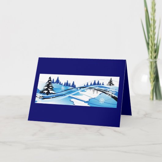 blauwe winterpracht feestdagen kaart (Voorkant)