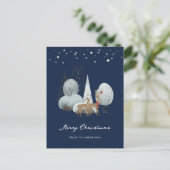 Blauwe winterschaar: bos met kerstmis feestdagenkaart (Staand voorkant)
