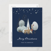 Blauwe winterschaar: bos met kerstmis feestdagenkaart (Voorkant / Achterkant)