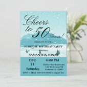 Blauwe winterschuur Blauwe Surprise 50th Birthday Kaart (Staand voorkant)