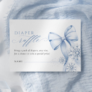 Blauwe winterse Baby shower luierspoel Informatiekaartje